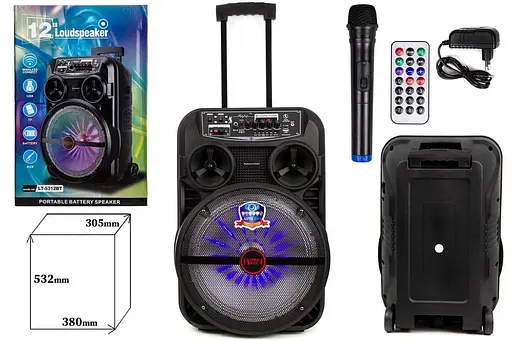 Колонка Big LT-5312 bluetooth + микрофон (380х305х532) BT USB/MP3/FM/BT/TWS black - фото 2