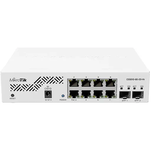 Комутатор Mikrotik CSS610-8G-2S+IN (8x1G, 2xSFP+, SwOS)