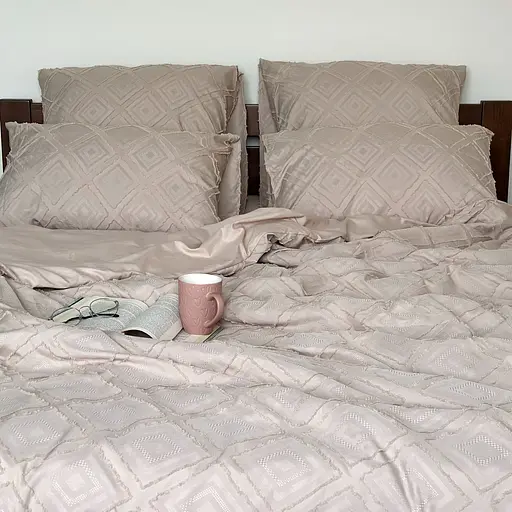 Комплект постільної білизни Lelit Півтораспальний 150х215 см полісатин P-0190/1 бежевий (le2000000298276) - фото 8