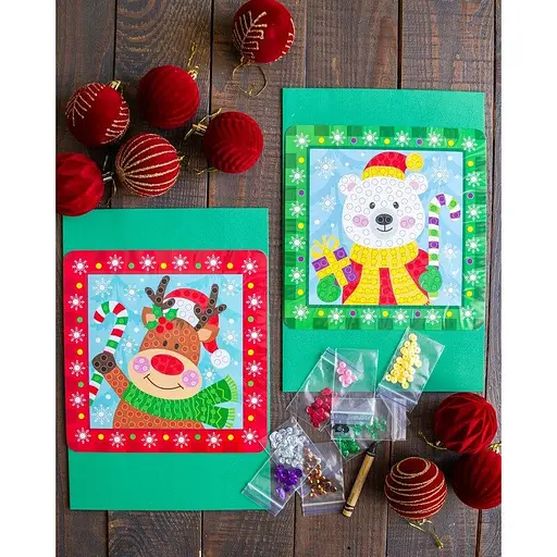 Детский набор для творчества "Новогодние открытки с пайетками" Ранок 10100694 - фото 7