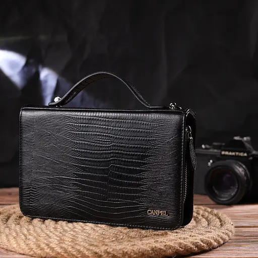 Барсетка кожаная мужская Canpellini 21,5х13,5х4 см sum0022450 - фото 8