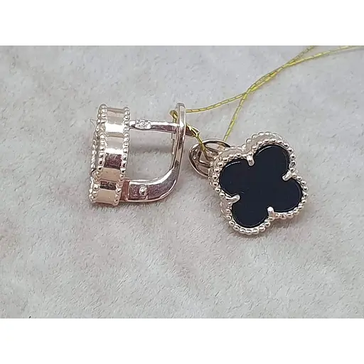 Золоті сережки Платон Конюшина з агатом. 1С128/67Б - фото 4