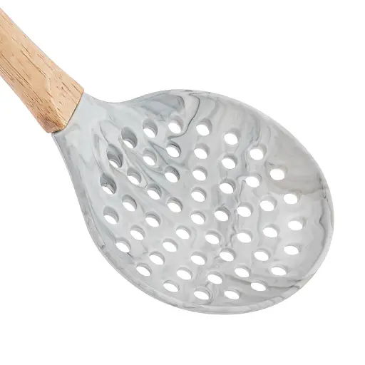 Шумівка силіконова під мармур з дерев'яною ручкою 33.5 см, Kitchen Master Бежевий 86312 - фото 6