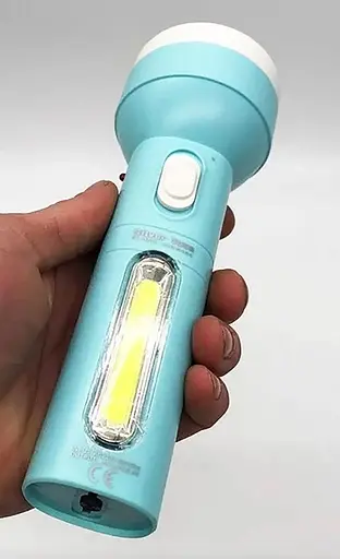 Акумуляторний потужний ручний ліхтар прожектор 2в1 Silver Toss ST-8653 + COB 4 режими Блакитний 88229 - фото 6