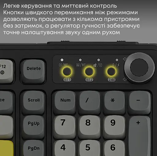 Клавіатура ігрова бездротова Ajazz AF-BGY-98 Plus Black-Gray-Yellow 2.4G/Bluetooth/USB - фото 10