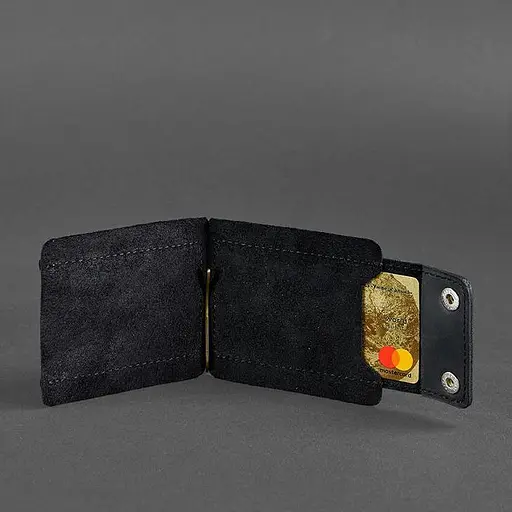 Мужской кожаный портмоне черный 10.0 зажим для денег Crazy Horse - фото 8