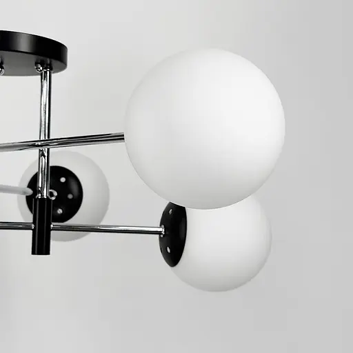 Потолочная люстра на 6 белых плафонов Ø 65 см | Ст. 91177/6 CH+BK+WT | Line F - фото 4