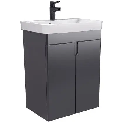 Тумба Мойдодир Simple Graphite 55-U з умивальником River 55 графітова універсальна Графіт - фото 1