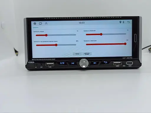 Автомагнитола 1DIN 6280A 2 x 32 ГБ с сенсорным экраном 6.9 диагональ Android 13 Bluetooth GPS Wi-Fi Черный - фото 4