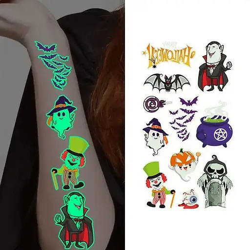Набор детских временных татуировок Halloween glow kids-tatto-halloween-glow-set-1 - фото 3