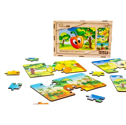 Детский деревянный пазл Фрукты 4 в 1 PuzzleOK Puz-84681, 80 элементов - фото 4