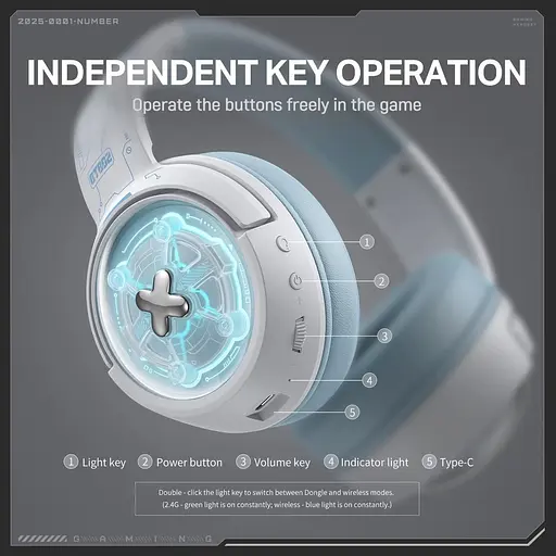 Ігрова гарнітура Onikuma GT802 бездротова з підсвіткою білий - фото 5