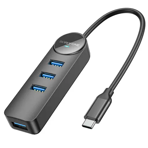Конвертер Хаб адаптер Borofone DH5 Erudite 4-in-1 - Type-C на 4 Usb 3.0 с кабелем 20 см - фото 3
