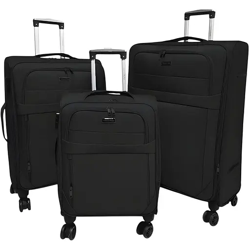 Набір тканинних валіз 3в1 з кодовим замком і телескопічною ручкою чорний (M90-3)