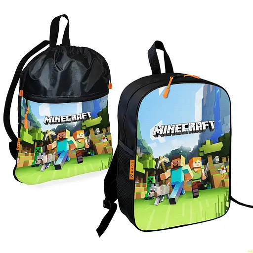 Школьный рюкзак детский Minecraft + Сумка для обуви спортивной формы рюкзак-мешок для мальчика (01718)
