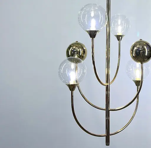 Люстра з скляними та металевими плафонами з дугоподібними ріжками Line.F CA 16-4 - фото 3