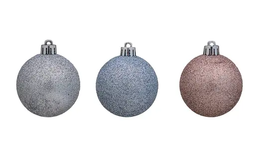 Ялинкові кульки Chomik пластикові блакитний + рожевий + сріблястий 6 см 6 шт. (GIF0577) - фото 3