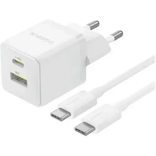 Швидке зарядне з кабелем Baseus Palm Fast Charger C+U 30 W + Cable Type-C to Type-C P1011160A213-01 Біле - фото 1