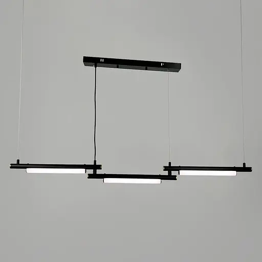 Унікальна підвісна люстра у чорному видовженому корпусі 121х13 см | Line F | Арт. MJ318-1500L BK - фото 2