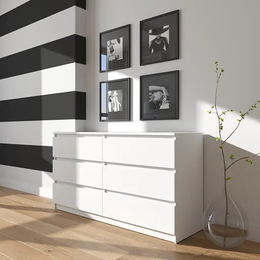 Комод Vays R-7, 6 ящиков без ручек, ЛДСП, 140×40×75 см - для дома, офиса, гостиной, спальни