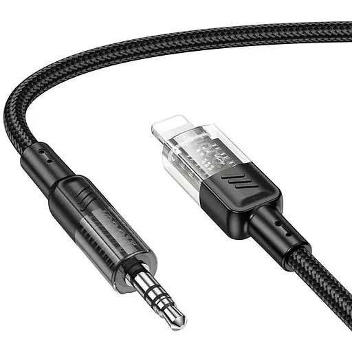 Аудiокабель Hoco UPA27 Spirit transparent digital audio conversion cable iP чорний - фото 1