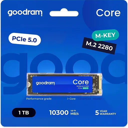 Накопитель SSD GoodRam m.2 NVMe 1TB Core PCIe 5.0 x4 3D NAND (SSDR-GRC01-1K0-80) - фото 3