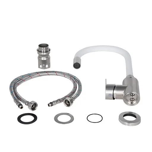 Змішувач для кухні Lidz Vida 04R-WFS, U-подібний гнучкий White - фото 3