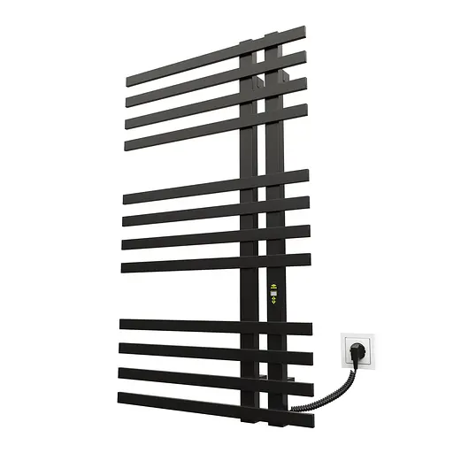 Электрический полотенцесушитель Kosser Браш 1000x600 ER тайм. черный ДБЛ02ER, Черный матовый, Правое - фото 1