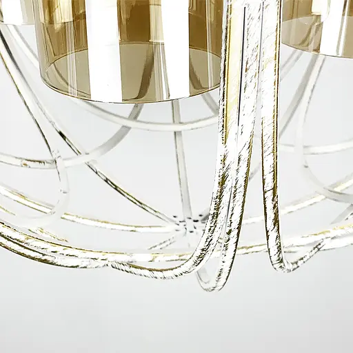 Люстра Лофт у білому з позолотою корпусі форми плетена сфера Line.F 12575/4 - фото 2