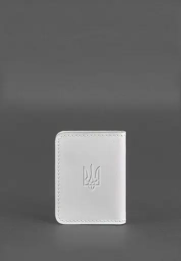 Кожаная обложка для ID-паспорта и водительского заседания 4.1 Белая с гербом - фото 2