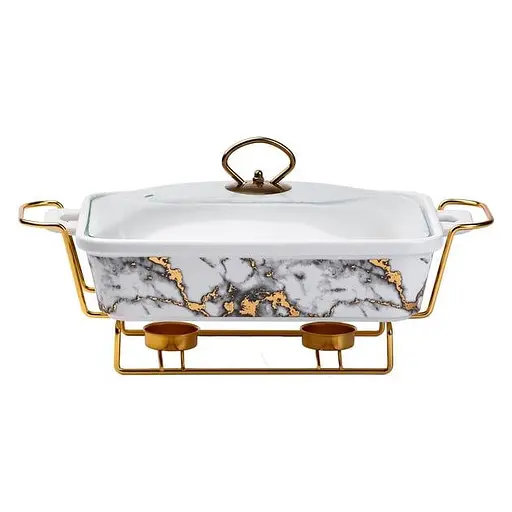 Марміт Yiwu HP1031 мармітниця з кришкою на підставці прямокутна 16 см на 22 см Білий - фото 1