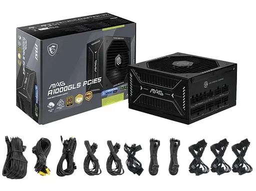 Блок живлення MSI MAG A1000GLS 1000W 80+ Gold ATX 3.1 (MAG A1000GLS PCIE5) - фото 5