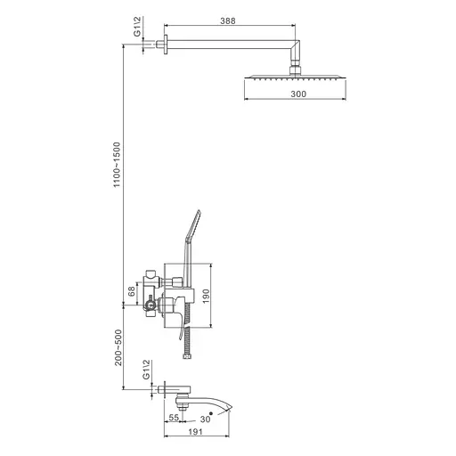 Душова система прихованого монтажу Gappo G7107, вилив - перемикач на лійку, 3-функції, хром - фото 6