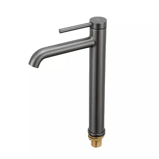 Змішувач для умивальника високий литий вилив збройована сталь Gappo G1006-29 Графитовый хром - фото 1