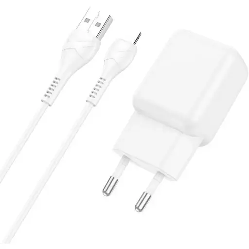 Блок живлення з кабелем Адаптер мережевий Hoco Lightning cable C96A 1USB білий - фото 1