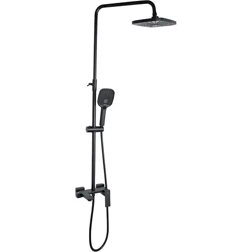 Душова система універсальна Qtap Gemini на три споживача (з виливом) QTGEM111BLM45686 Black matt, Чорний матовий - фото 1