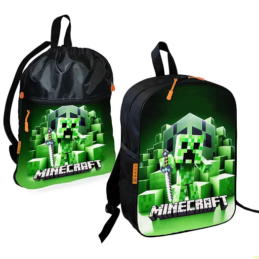Шкільний рюкзак дитячий Minecraft + Сумка для взуття спортивної форми рюкзак-мішок для хлопчика (01740)