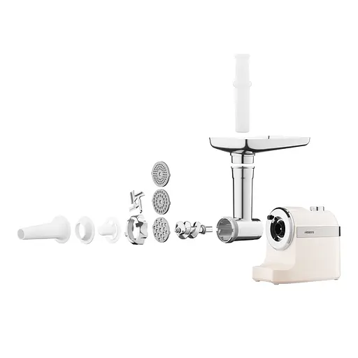 ARDESTO М'ясорубка, 1800Вт, 2кг/хв, 3 решітки, насадка для ковбас, кеббе, пластик, бежево-сріблястий - фото 8
