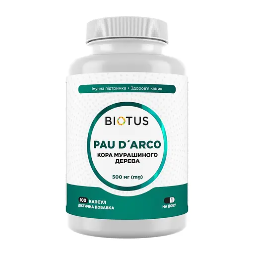 По д'арко кора мурашиного дерева Pau D'Arco Biotus 500 мг 100 капсул