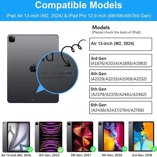 Чохол-клавіатура для 13-дюймового iPad Air (M2, 2024) та iPad Pro 12,9 (6ª 2022/5ª 2021/4ª 2020/3ª 2018), знімна клавіатура - фото 8