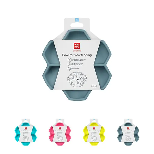 Миска для медленного кормления Waudog Silicone 450 мл серый - фото 2