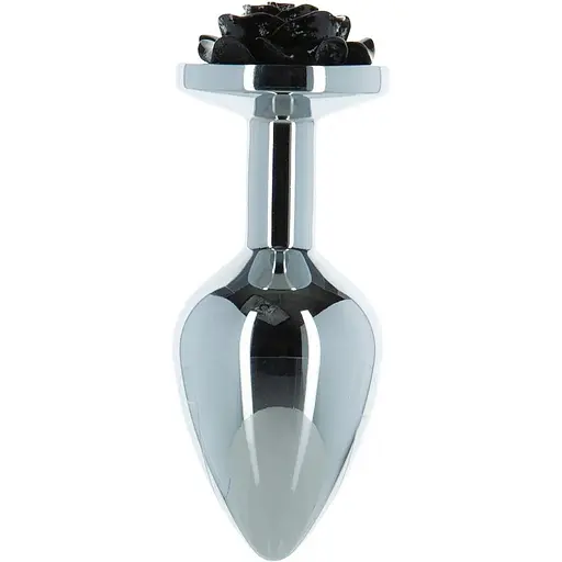 Металлическая анальная пробка Lux Active с розой - Rose Anal Plug - Black