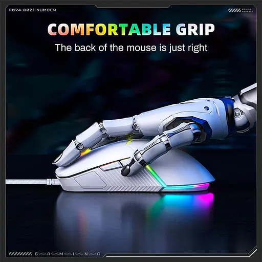 Миша ігрова Onikuma RGB Wired Gaming Mouse CW929 6400 DPI біла - фото 3