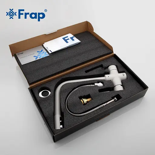 Смеситель для кухни однорычажный под фильтр латунь Ø35 белый Frap 1/10 F4352-8 Белый - фото 7