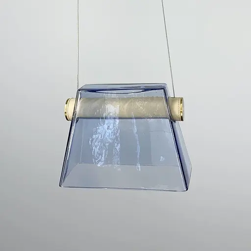 Підвіс із сіро-блакитний плафоном та фурнітурою з екошкіри | Арт. CO 7 GR | Line F - фото 1