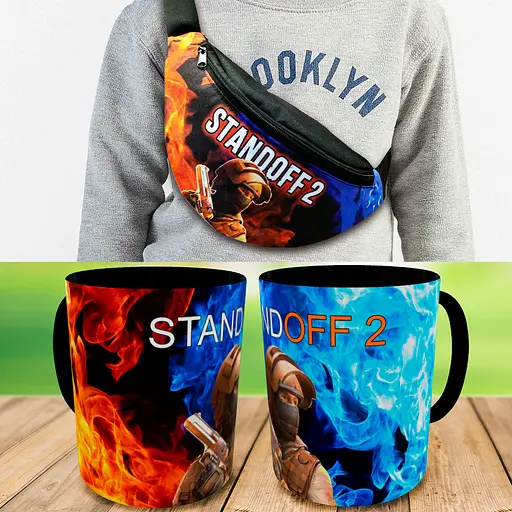 Подарунковий набір: Сумка-бананка + Кружка стендофф2 "Standoff 2" дитячий, для хлопчика (00187)