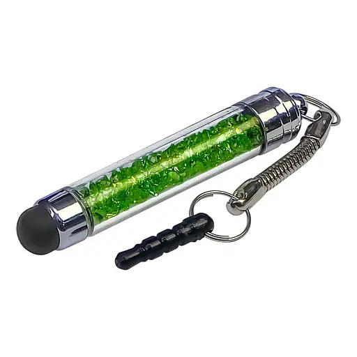 Стилус-брелок ємнісний, із зеленими кристалами - фото 1