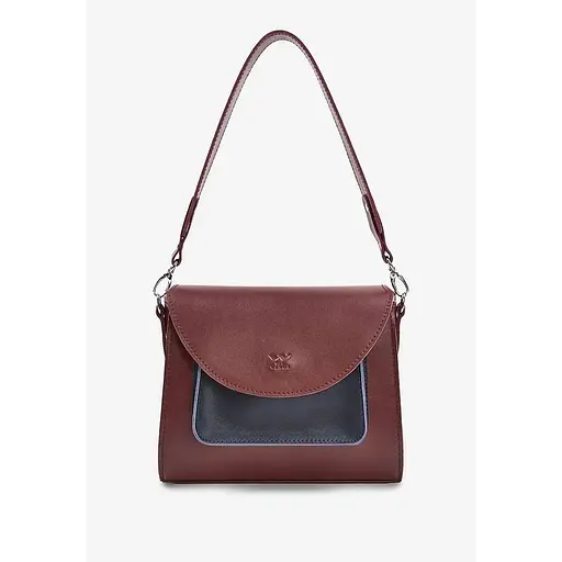 Жіноча шкіряна сумка Liv бордово-синя краст - фото 1