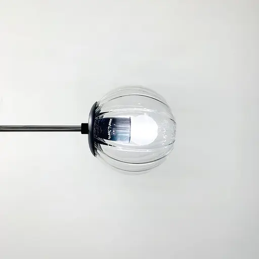 Потолочная люстра в хромированном корпусе на 6 прозрачных плафонов Ø 70 см | Ст. 51797/6 CH+BK+CL | Line F - фото 2