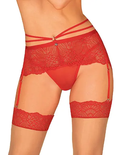 Пояс для панчох Obsessive Loventy L/XL червоний - фото 3